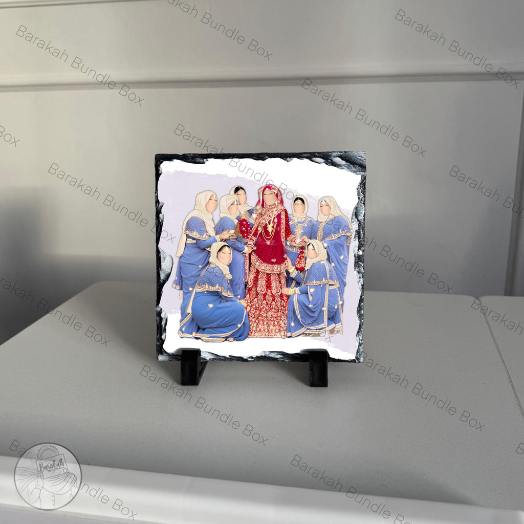 Square Custom Illustration Faceless Portrait Rock Slate with Stand