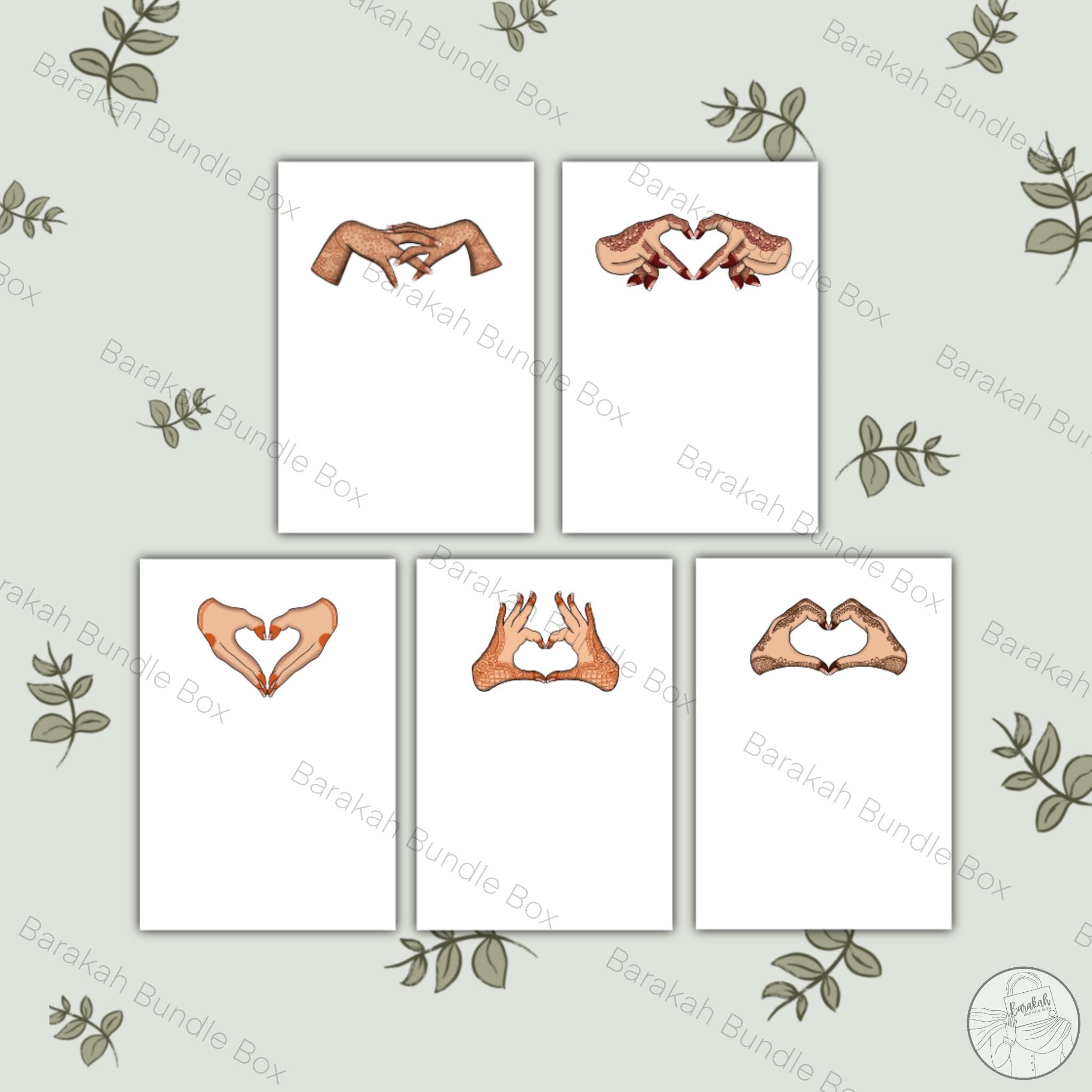 Henna Inspired Greetings Card 5 Pack | 3 Text Options Available