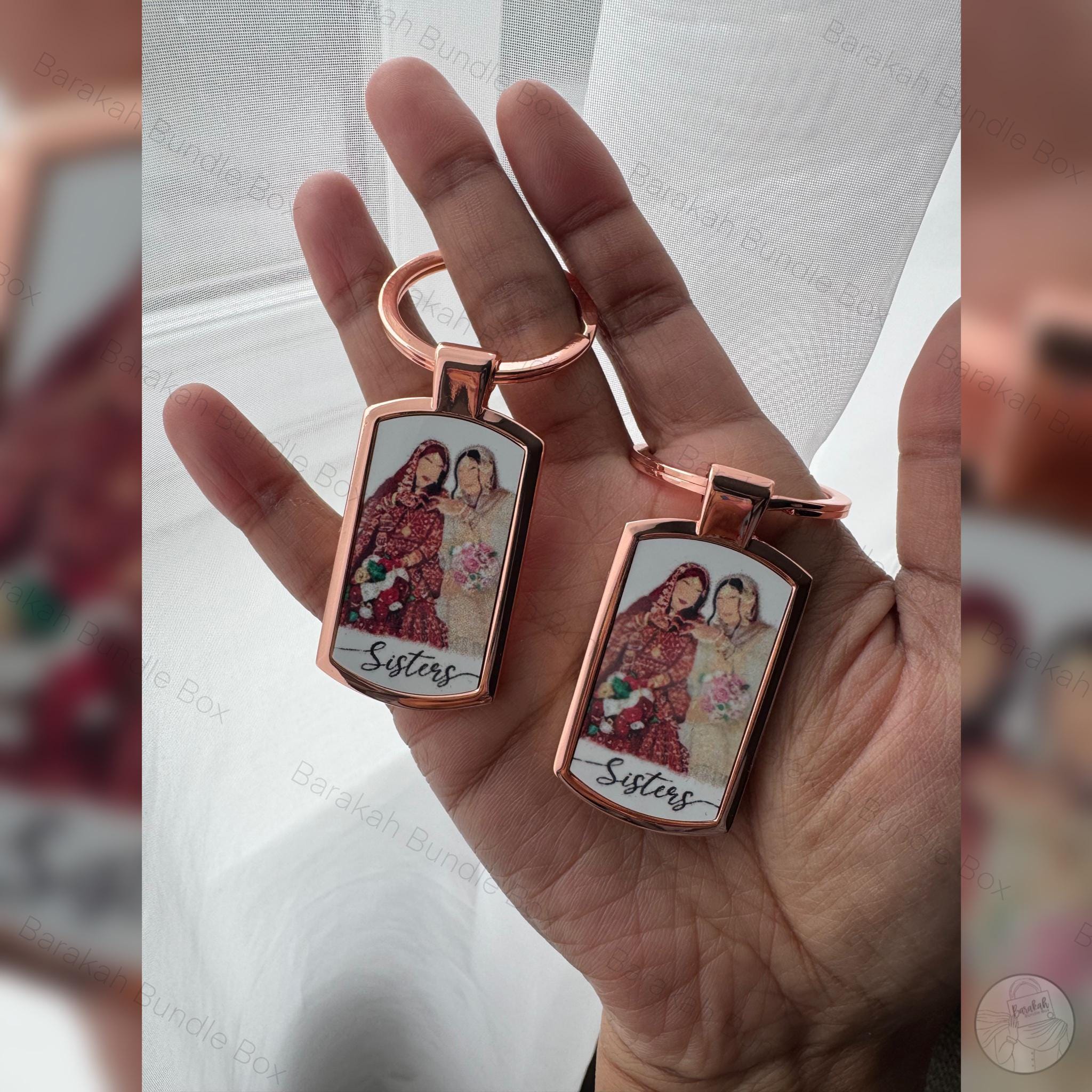 Metal Custom Illustration Portrait Key Ring