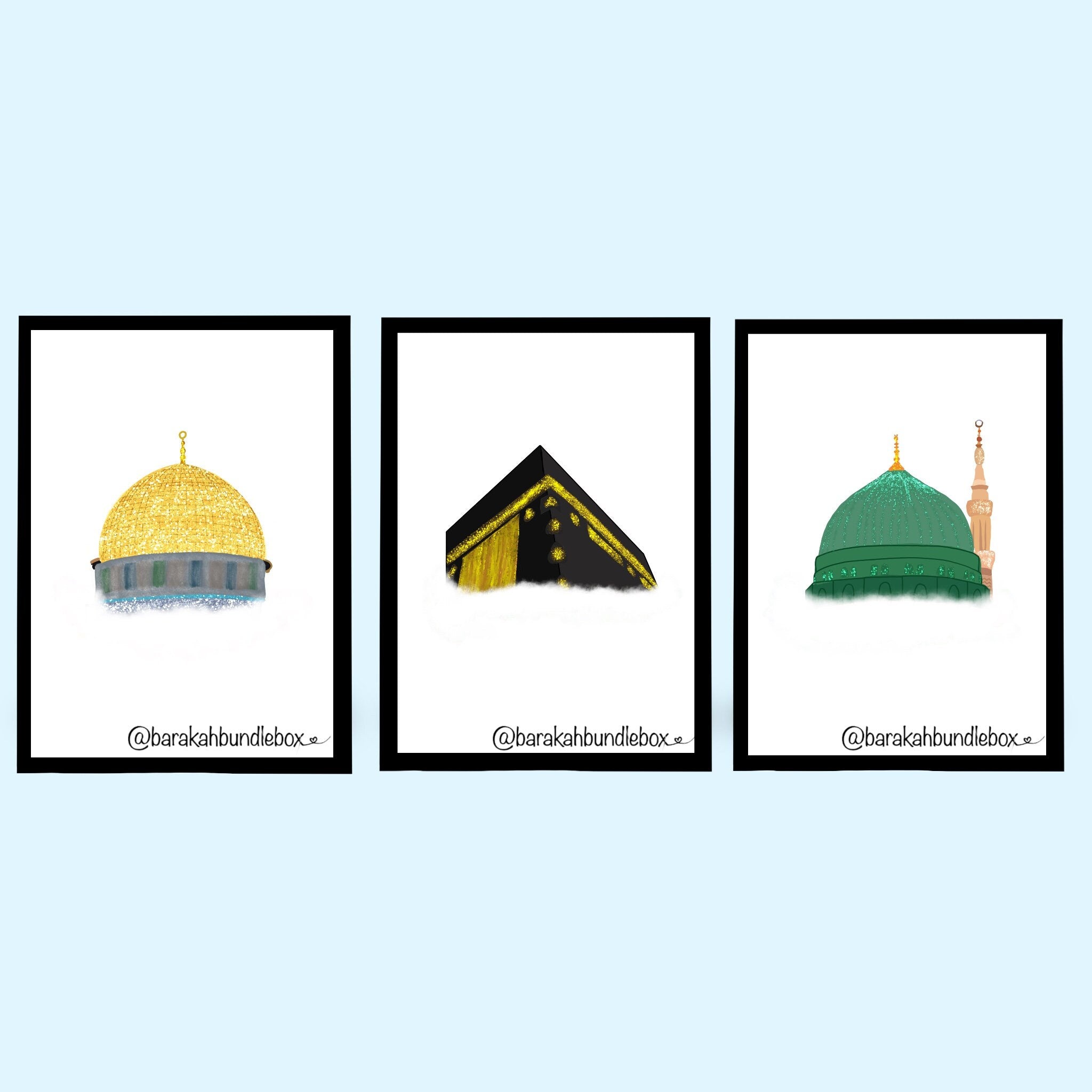 Set of 3 Mosque Haram Prints (Different Size options available)