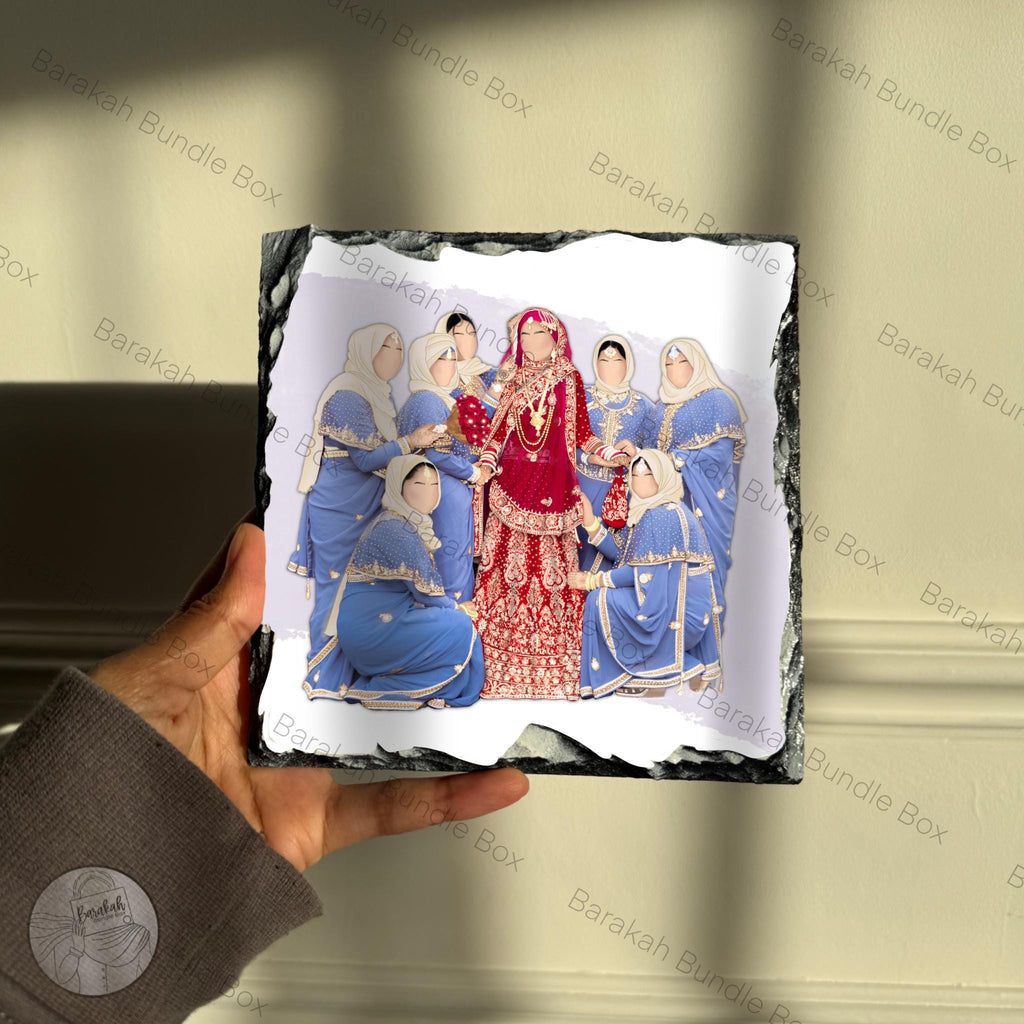 Square Custom Illustration Faceless Portrait Rock Slate with Stand