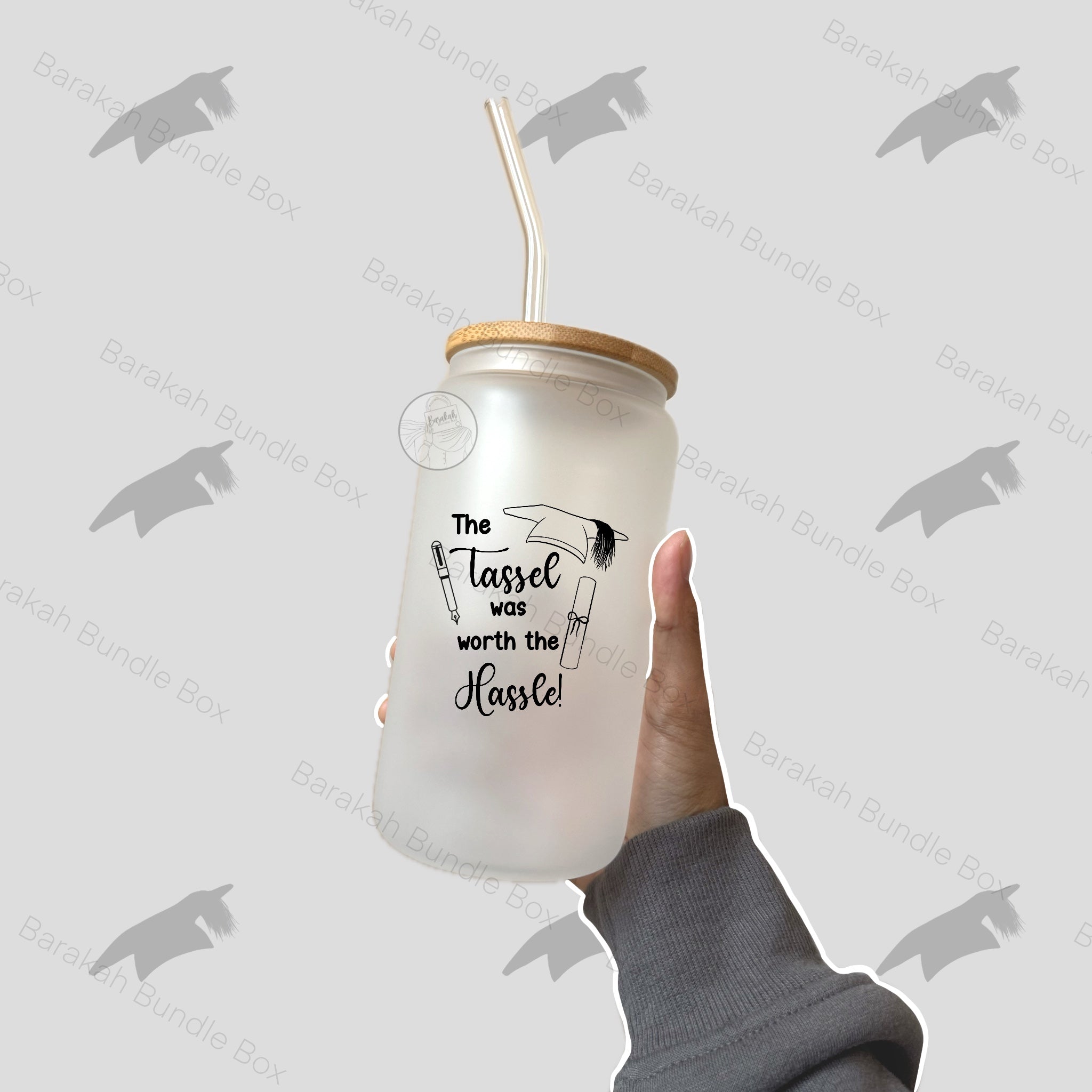 16oz Frosted Glass Graduation Tumbler