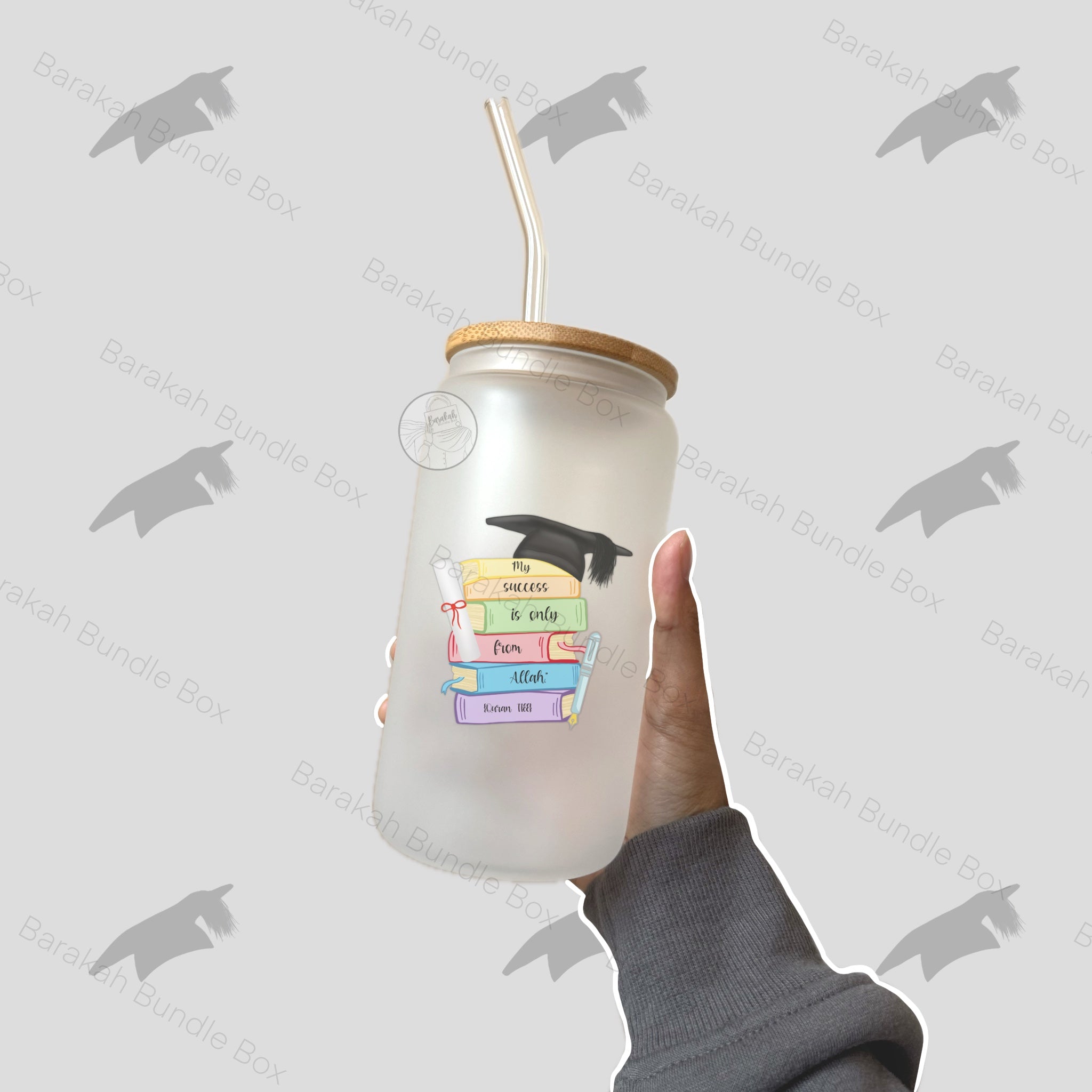 16oz Frosted Glass Graduation Tumbler