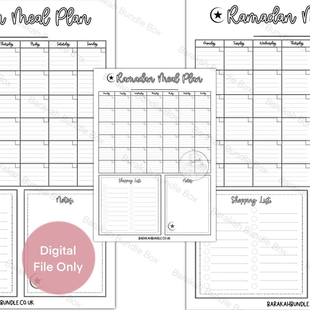 Ramadan Meal Planner | Digital Download & Printable