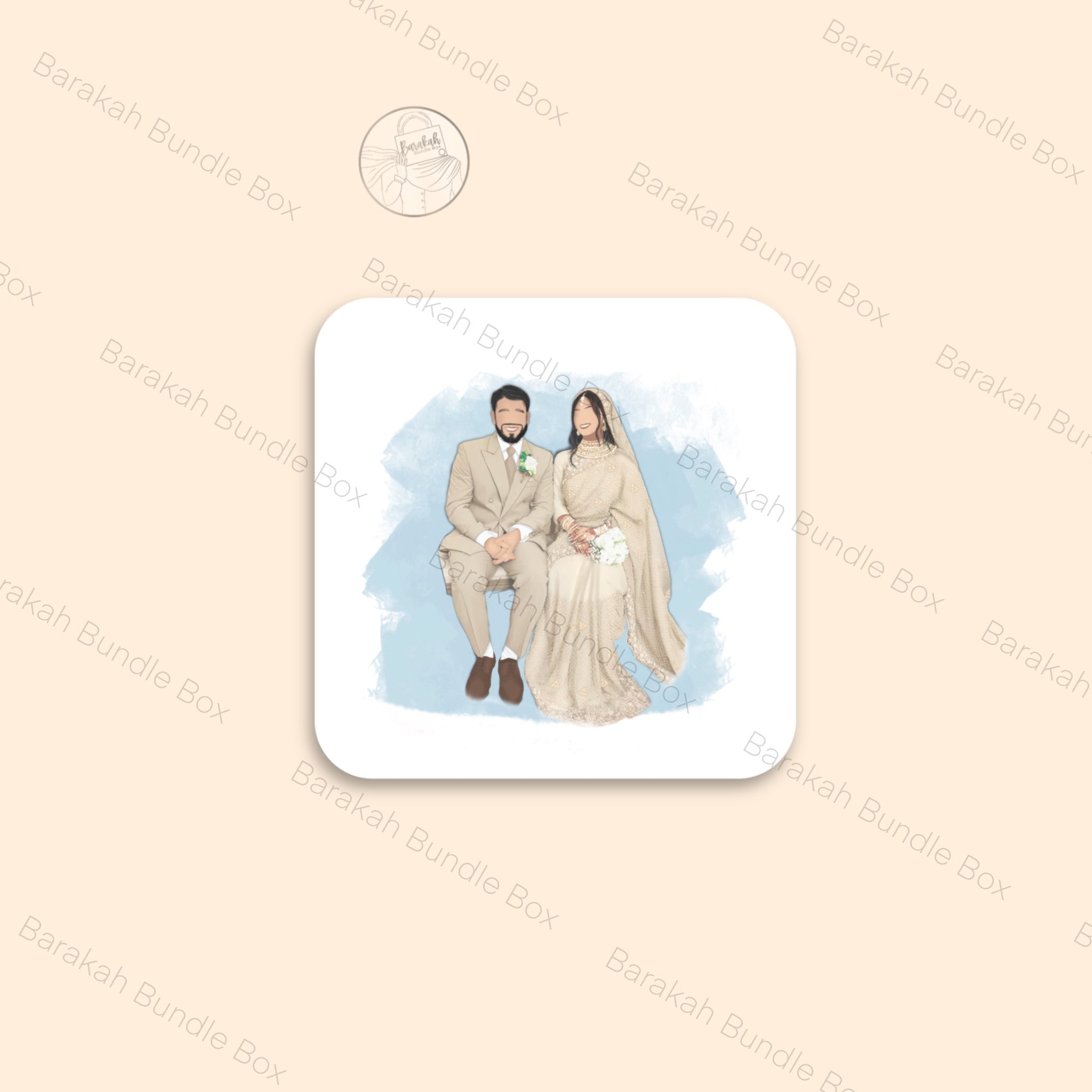 Custom Illustration Square MDF Coaster with Matching Mug (Optional)