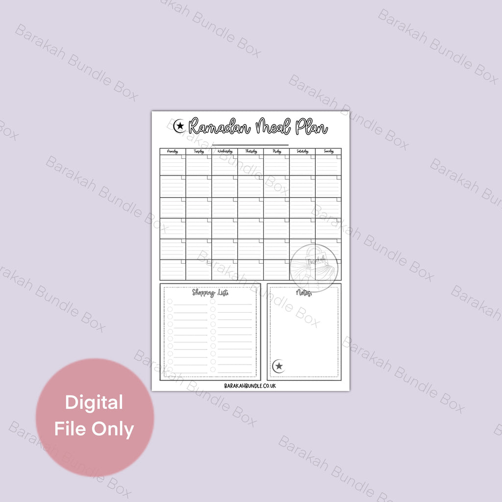 Ramadan Meal Planner | Digital Download & Printable