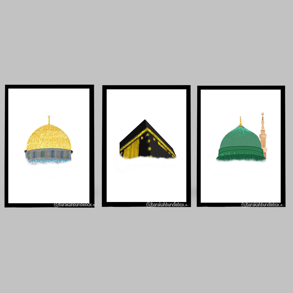 Set of 3 Mosque Haram Prints (Different Size options available)