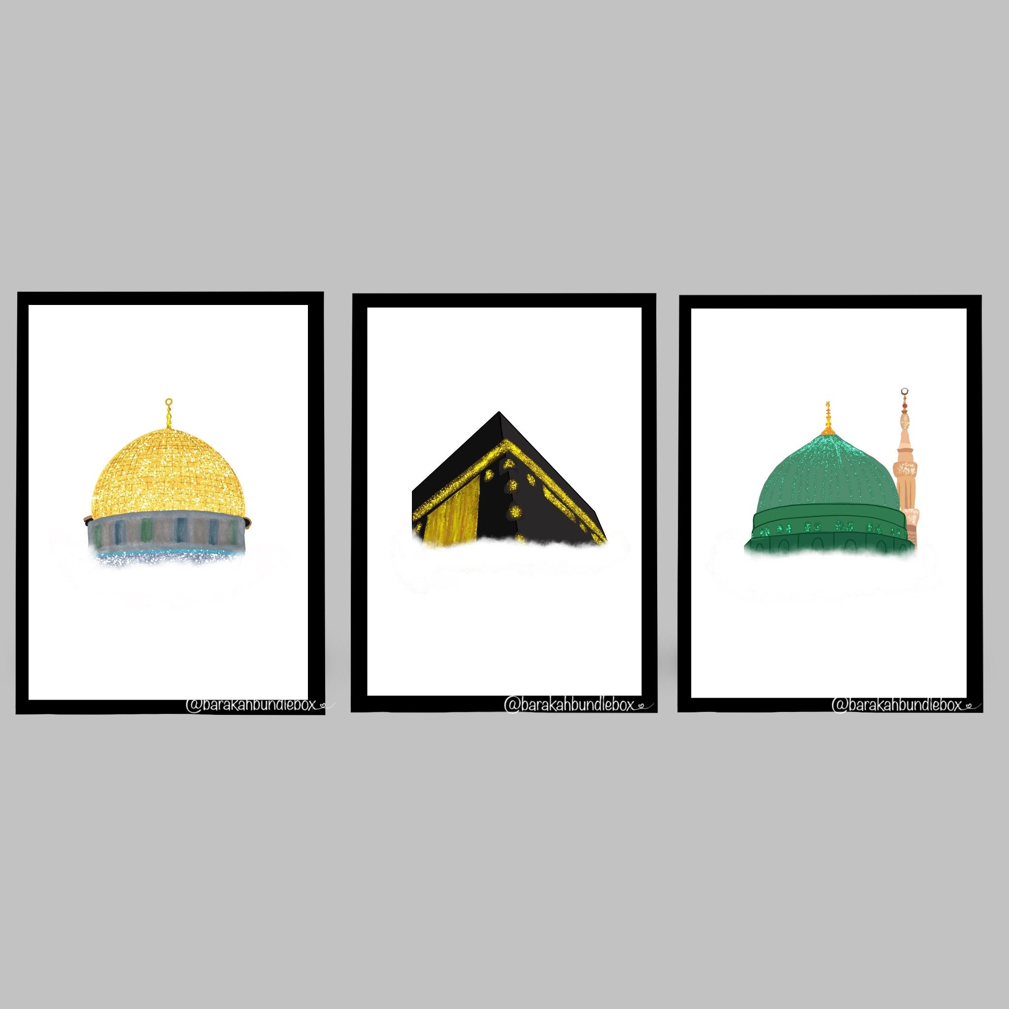 Set of 3 Mosque Haram Prints (Different Size options available)