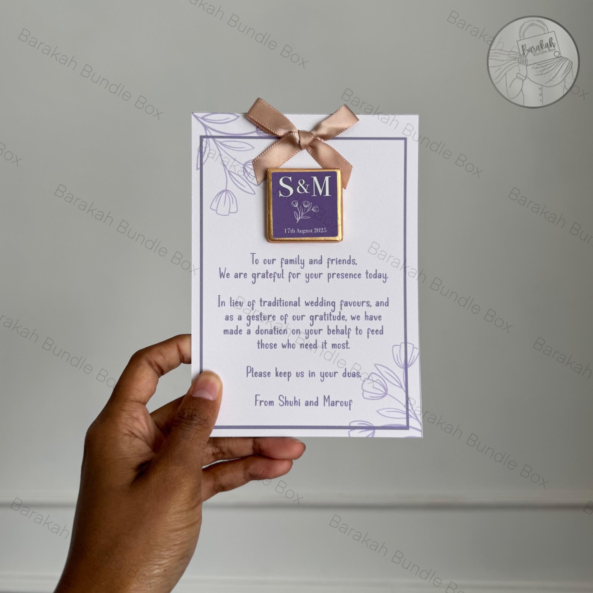 Personalised Wedding Initial Favours with Date – Custom Chocolate Wedding Favours – Silver / Gold Foil | Unique Wedding Guest Thank You Gift