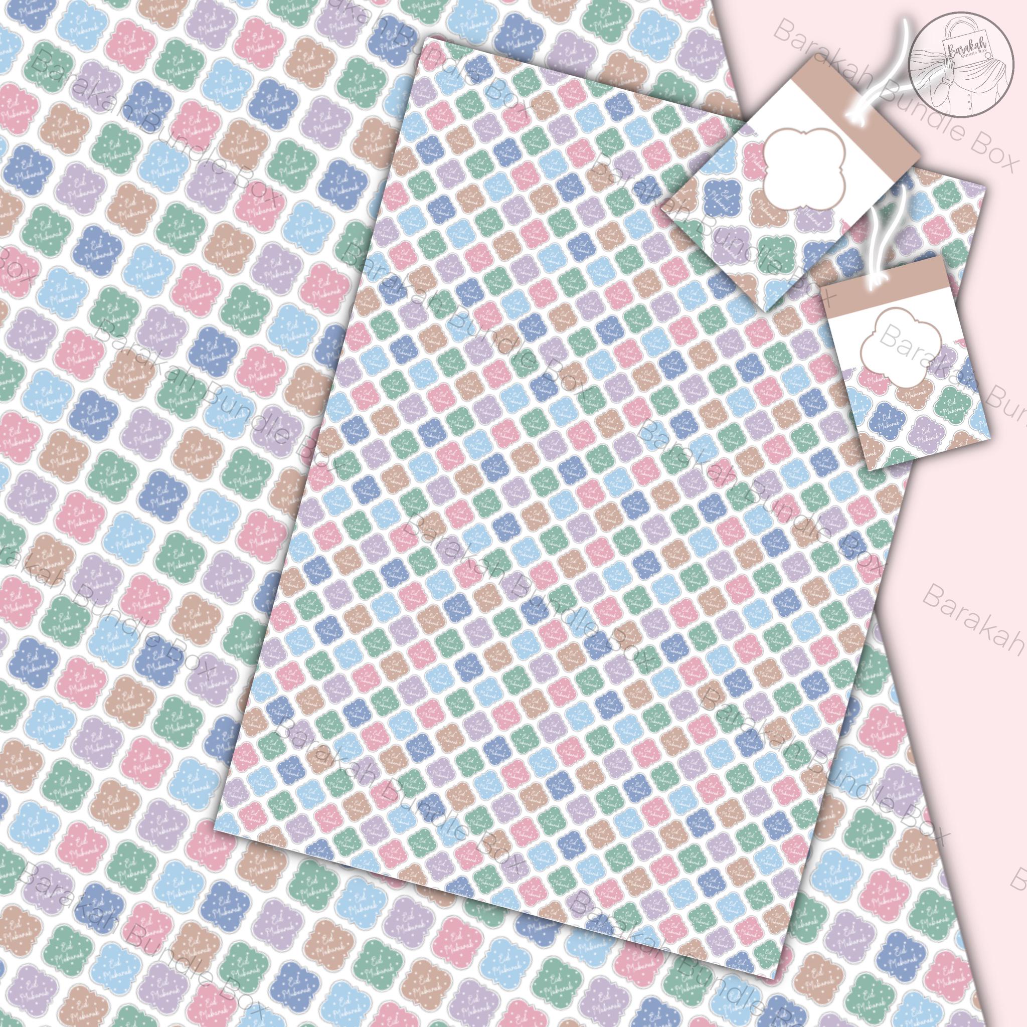 Eid Mubarak Wrapping Paper | x2 Gift Wrapping Sheets with x2 Gift Tags