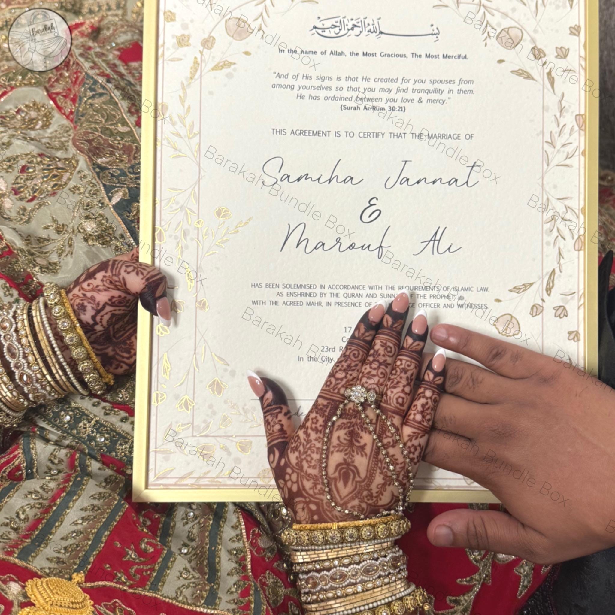 A4/A3 Nikkah Certificate | Luxury Nikkah Certificate | Wedding | Nikkah Nama | Certificate Nikkah | Mubarak Contract | Metallic Detail