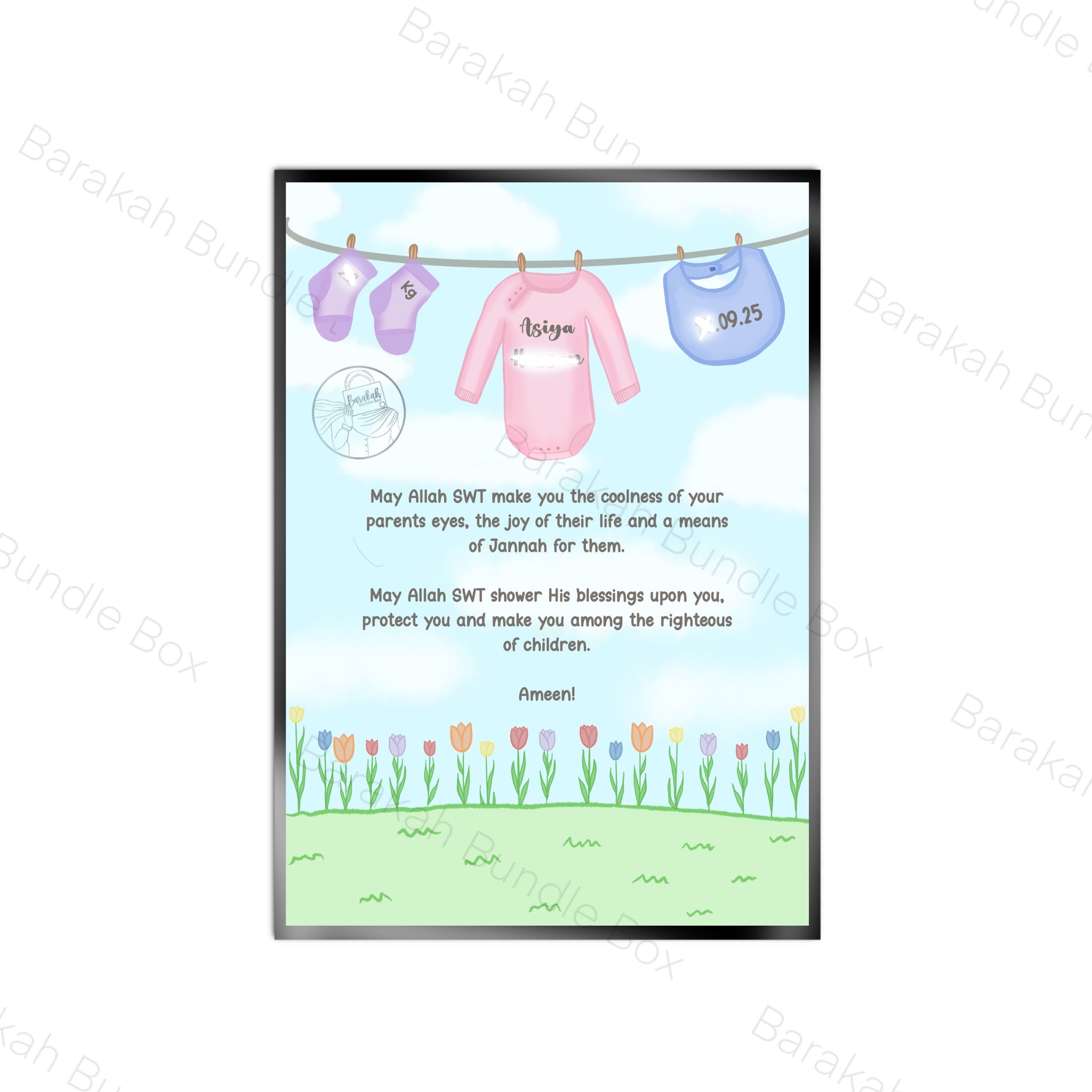 New Baby Girl/Boy Personalised Print